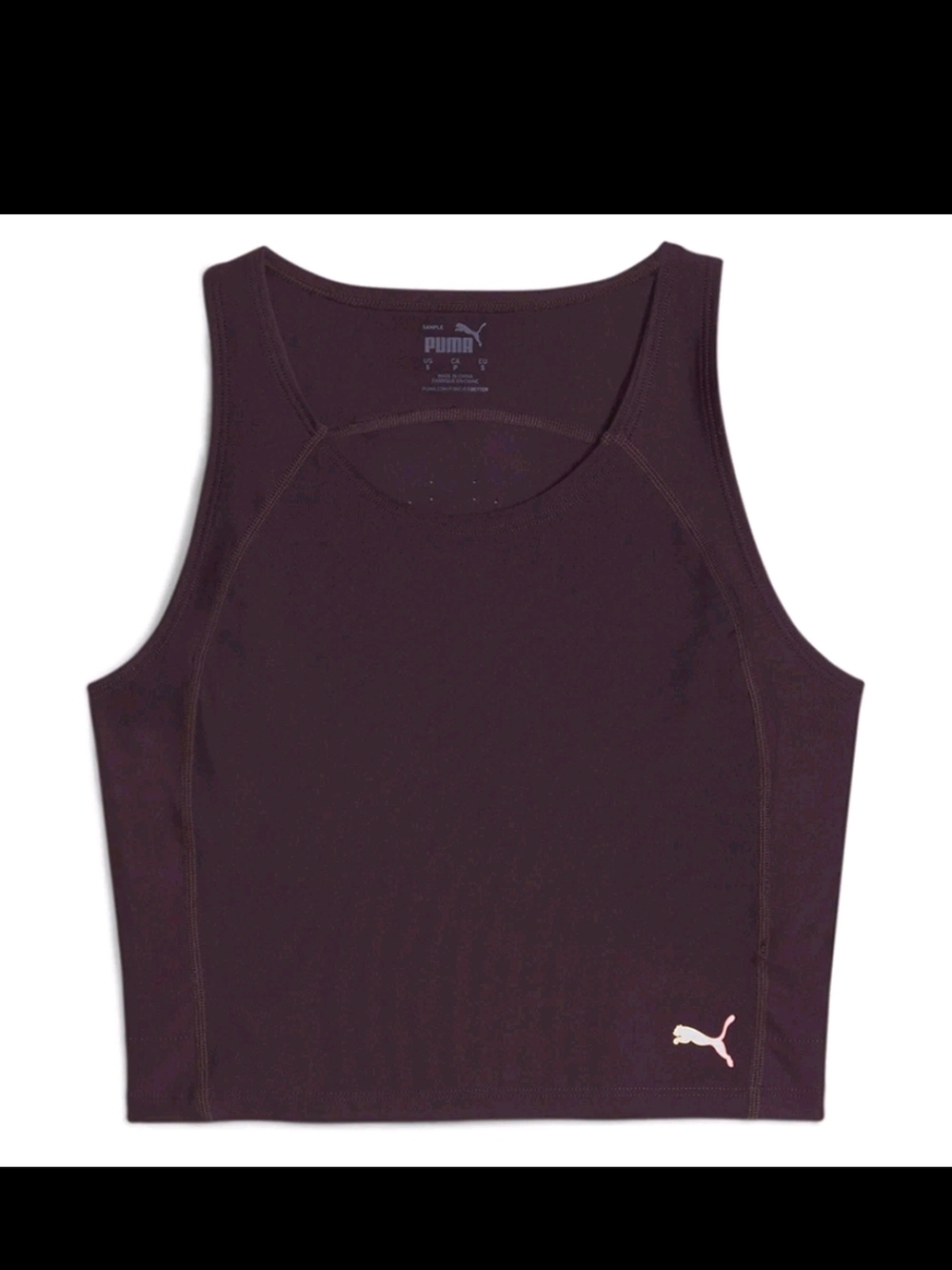 Puma Eggplant Plum Crop Tank with Small  Logo Ecoknit